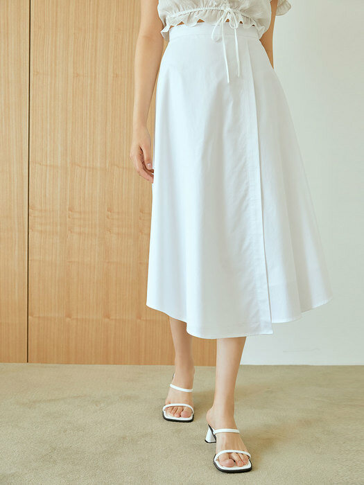 basic cotton long skirt(white)