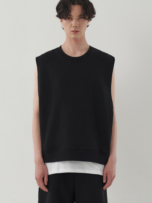 OVERFIT ESSENTIAL SWEAT VEST_BLACK