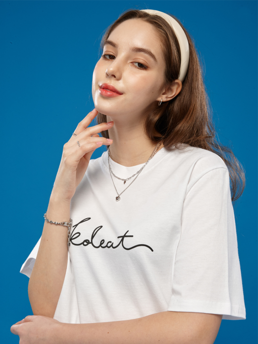 1+1 WOMEN 오버핏 레터링 로고 반팔티 티셔츠 2Colors