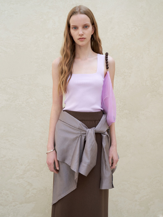 Square-Neck Knit Top - Lavender