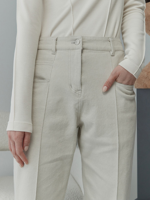 PINTUCKED STRAIGHT LEG TROUSERS