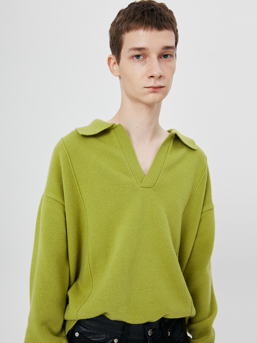 UNISEX, Pin Tuck Collar Knit / Forest