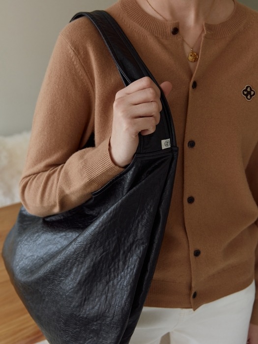 [단독]coffee bag (shoulder) - black leather