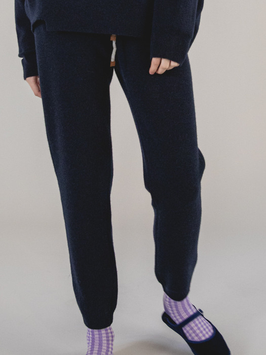 cashmere blend knit pants Navy