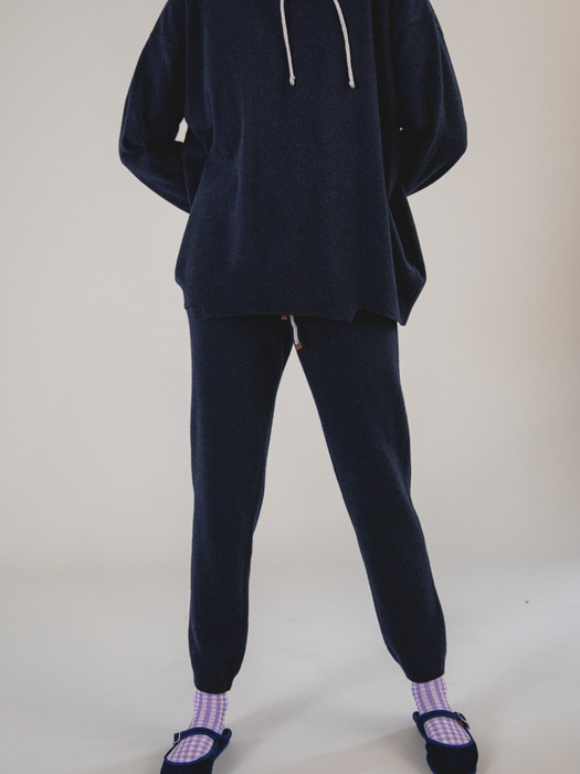 cashmere blend knit pants Navy
