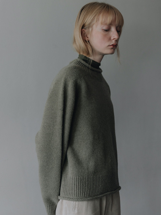 Cashmere roll pullover (Warm olive)