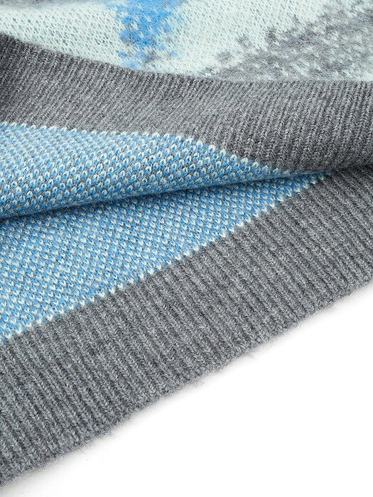라이풀 물결 패턴 크루넥 스웨터 블루 LF1FSW0352