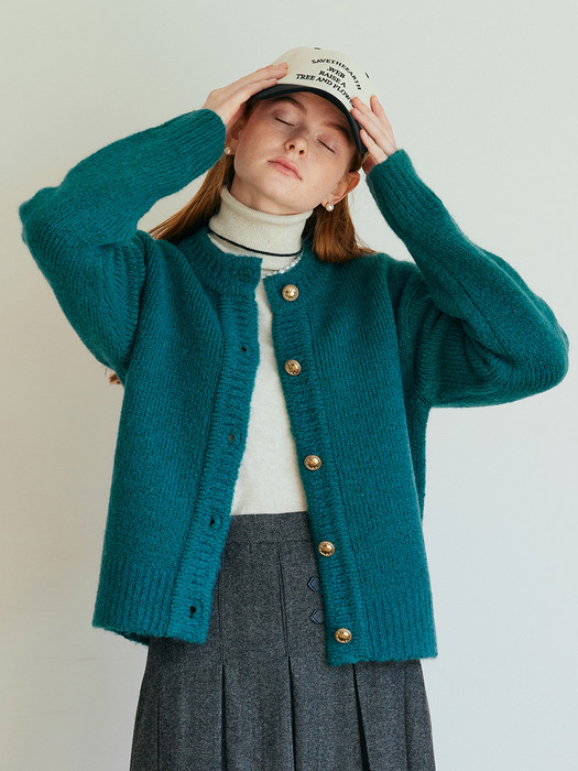 Mohair Gold Button Knit Cardigan_PG
