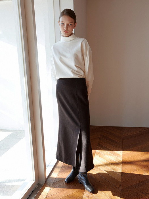 TOW SIDE VENTED WOOL SKIRT_2 COLOR