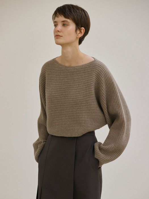 Ribbed crop knit (khaki brown)