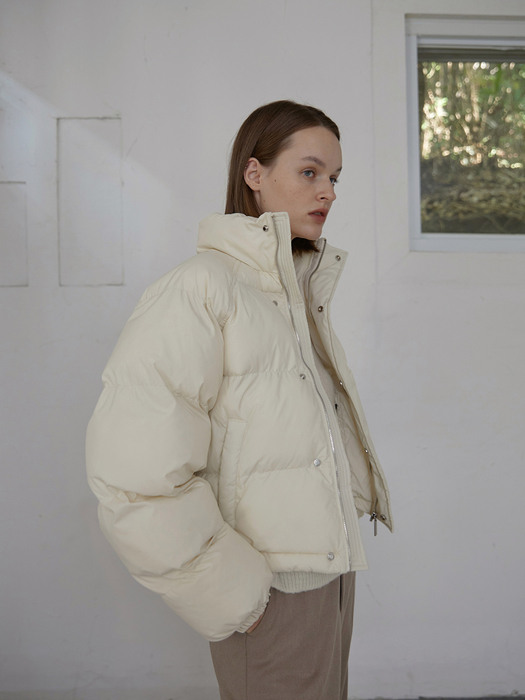 Down Cropped Puffer Jacket Ivory