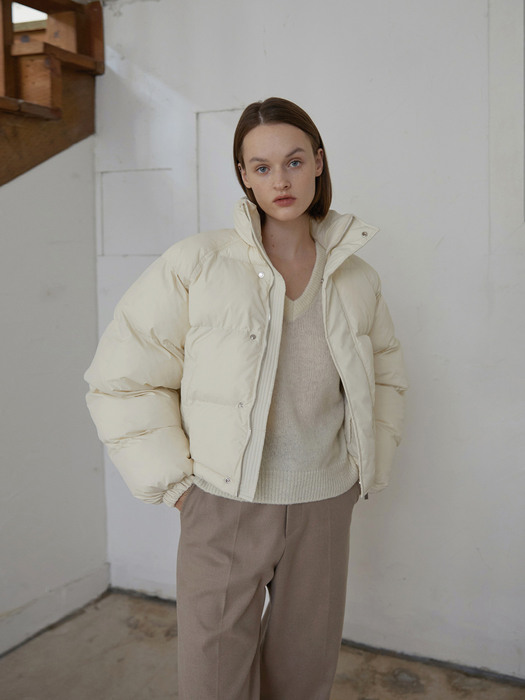 Down Cropped Puffer Jacket Ivory