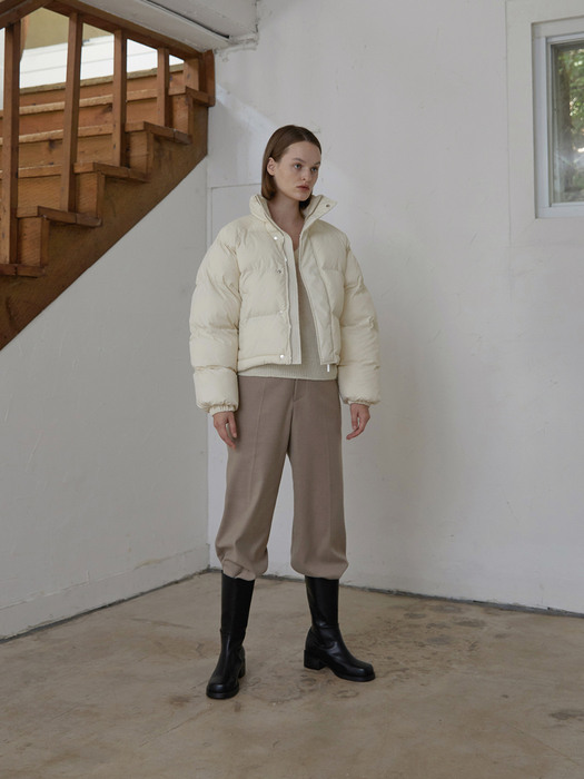Down Cropped Puffer Jacket Ivory