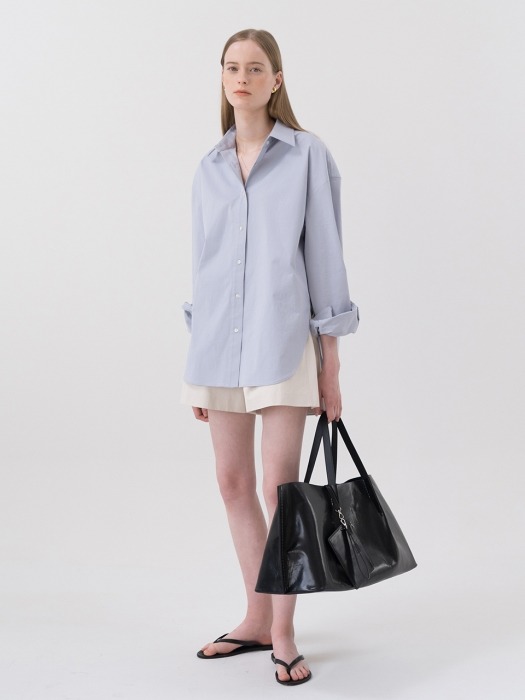 Oversized Cotton Shirt Blue