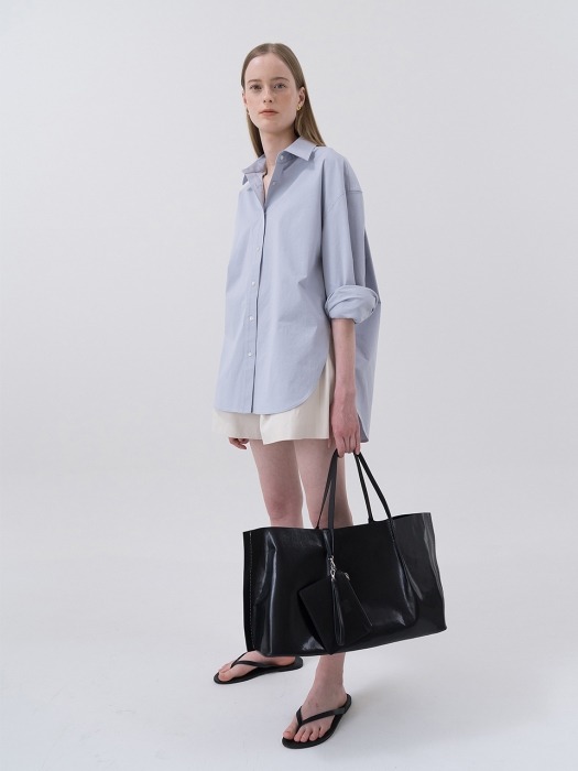 Oversized Cotton Shirt Blue