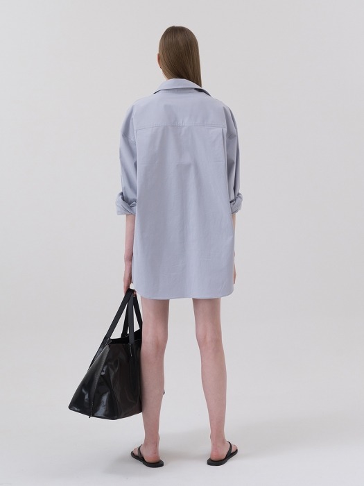 Oversized Cotton Shirt Blue