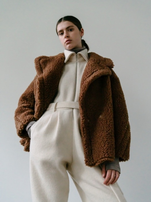  Oversized Shearling Jacket _ brown   