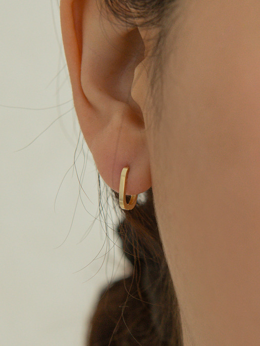 14k 둥근 사각 원터치 링 귀걸이 (14k골드) #S10