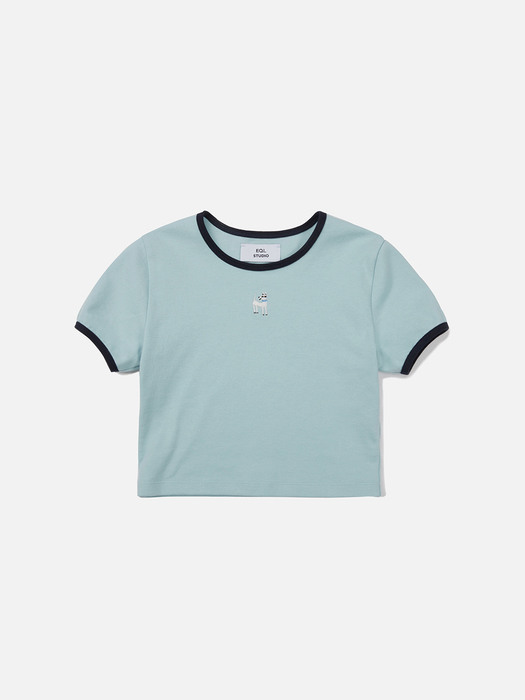 MICHOVA_Doggy Embroidery Solid Crop T-shirt_mint