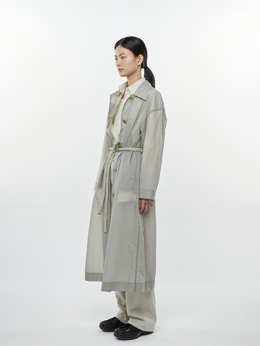 SHEER SINGLE TRENCH COAT (2COLORS)