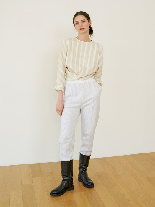 The easy cotton pants (Light melange gray)