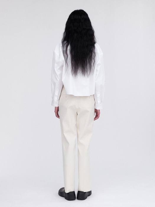 Cotton Straight Trousers (Ivory)