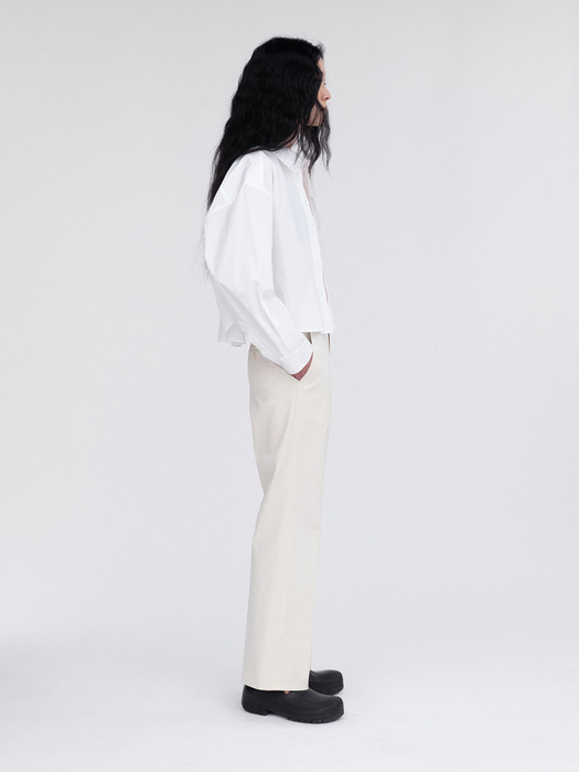 Cotton Straight Trousers (Ivory)