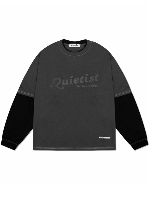 QT OVERSIZE LAYERED LONG SLEEVES-CHARCOAL