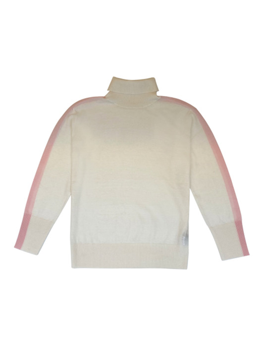 turtle neck white w/baby pink stripe (100% fine wool)