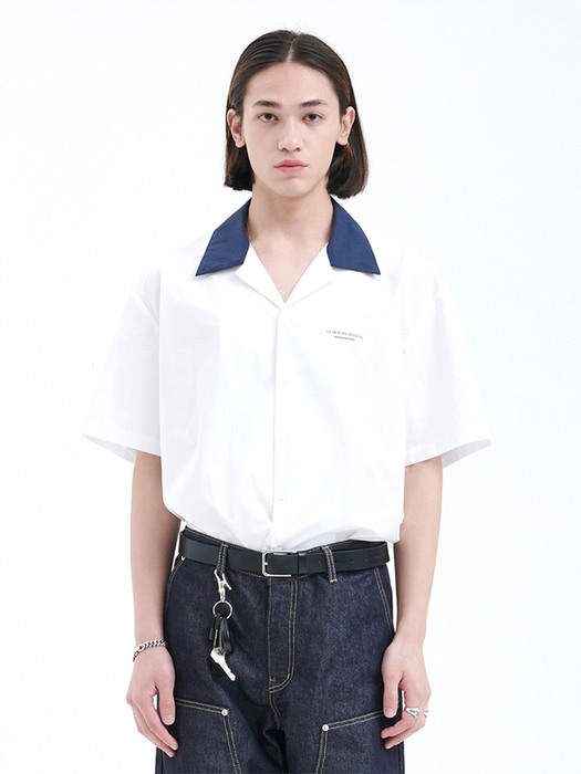 COLORING OPEN COLLAR SHIRT WHITE