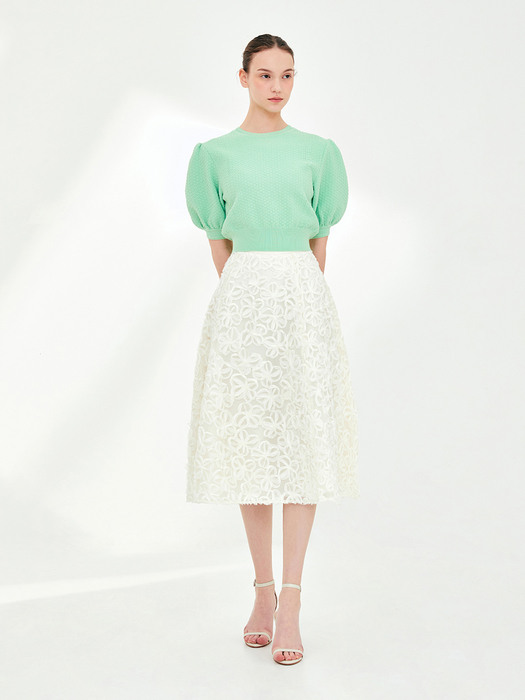 ERIN Floral chiffon full skirt (Ivory)