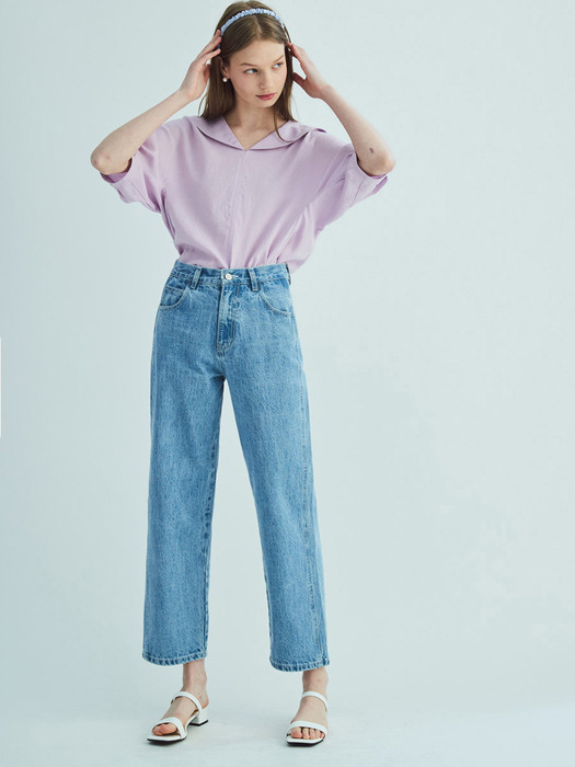 SEMI-WIDE DENIM PANTS LIGHT BLUE