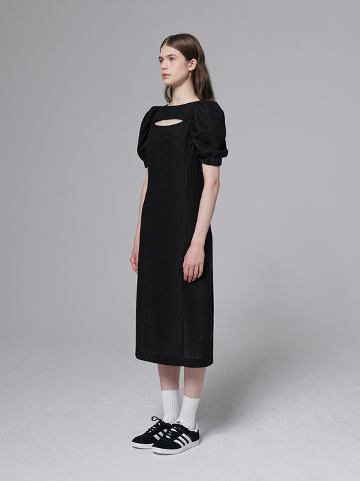 Volume sleeve dress - Black