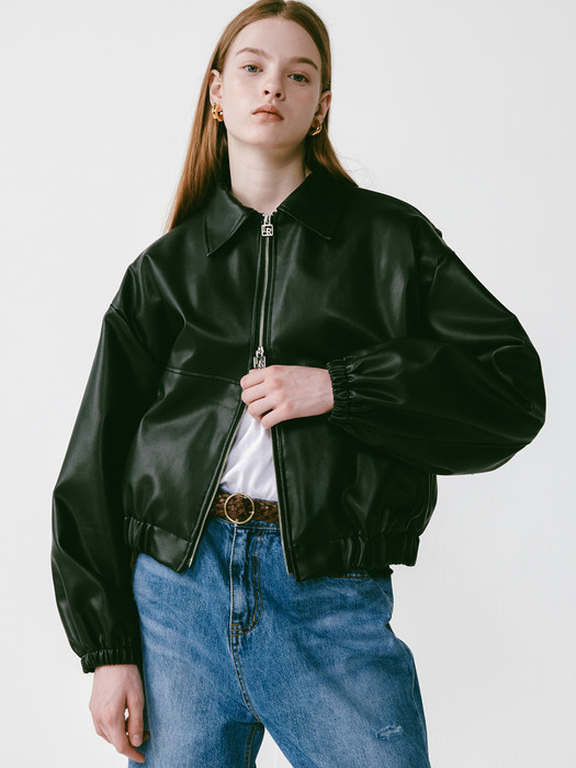 Leather Crop Jacket Black