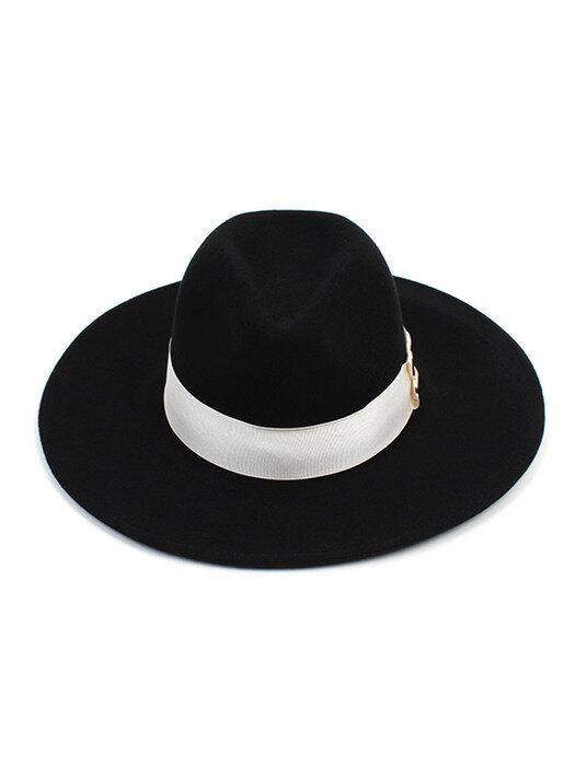 White Line Wool Black Fedora 울페도라