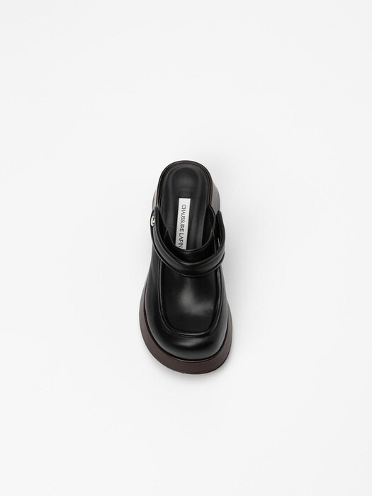 Oline Clog Slingback Slides in Regular Black with Roast Brown