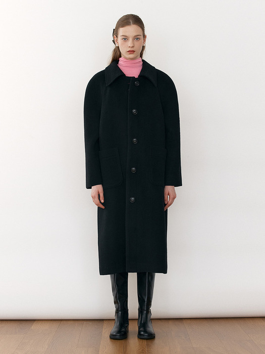 WOOL SINGLE COAT BLACK