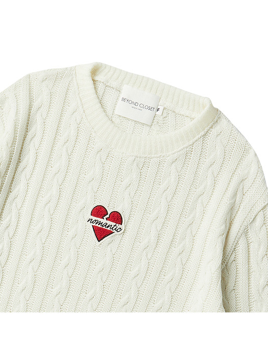 [WOMEN`S EDITION] NOMANTIC CABLE CROP WAPPEN KNIT IVORY