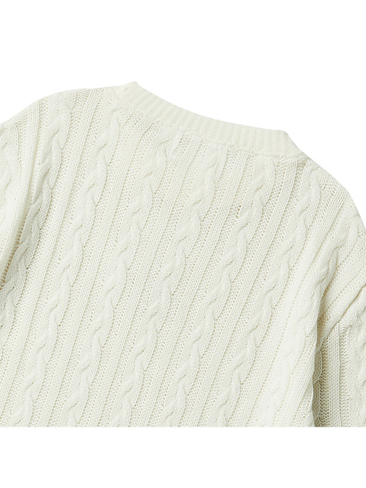 [WOMEN`S EDITION] NOMANTIC CABLE CROP WAPPEN KNIT IVORY