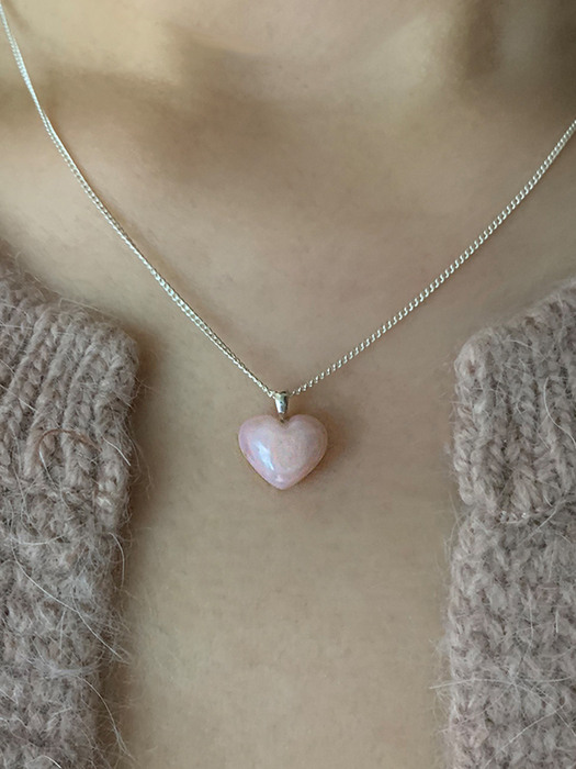 Heart Pink Opal Necklace