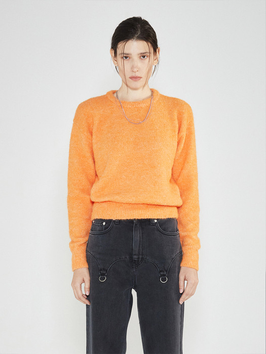 Brushed Crew Neck Sweater (Orange)