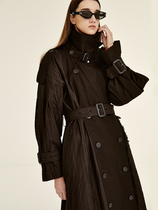 CHANGE MIX TRENCH COAT - BLACK