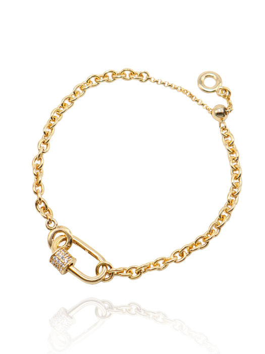 Link Star Silver Bracelet Ib258 [Gold]