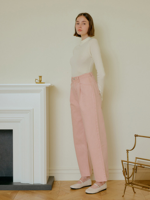 TUCKED COTTON PANTS_PINK