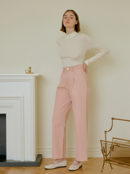 TUCKED COTTON PANTS_PINK