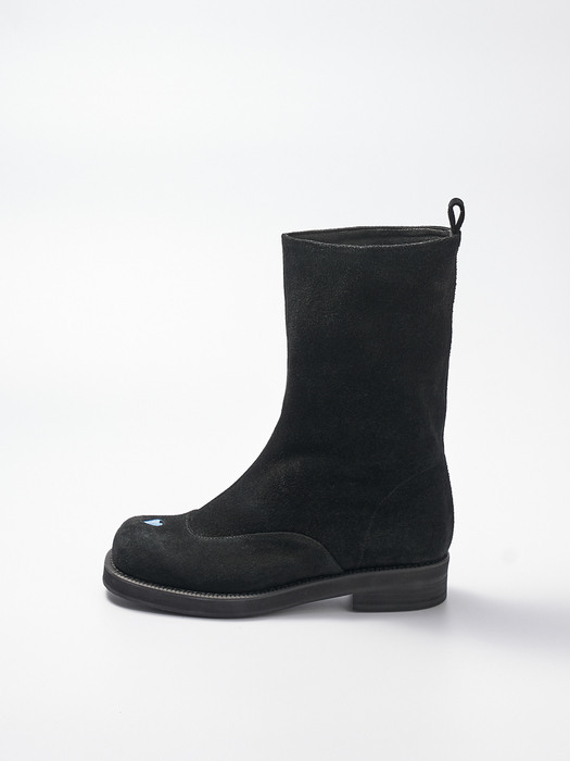black suede middle classic boots heart custom 하트 커스텀 스웨이드 미들부츠 블랙