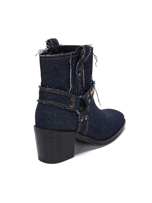 DENIM WESTERN ANKLE BOOTS IN BLUE
