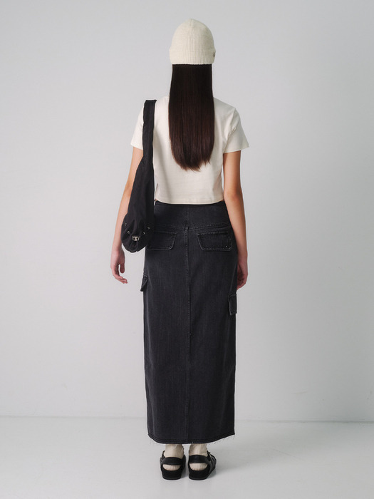 Denim Midi Skirt in Black VJ3SS102-10