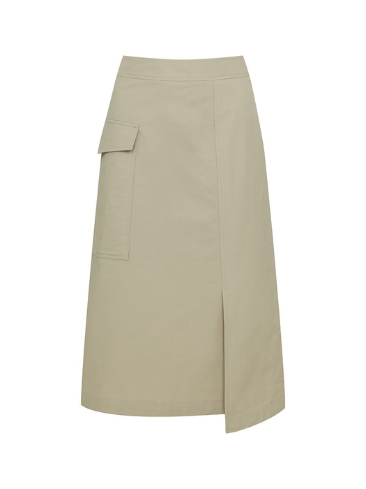 Pocket Slit Skirt[LMBCSPSK403]-Beige