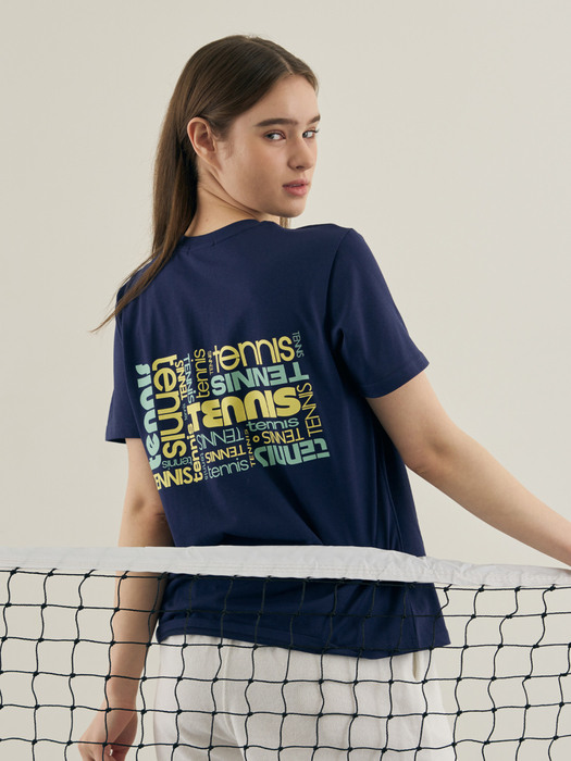 테니스 레터링 티셔츠 (네이비) 